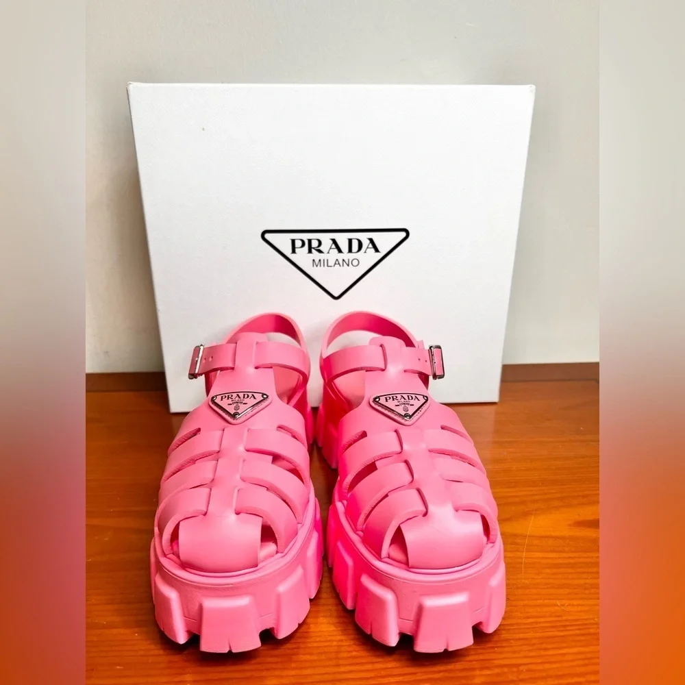Prada Monolith Calzature Donna Rubber Fisherman Sandals Size 39